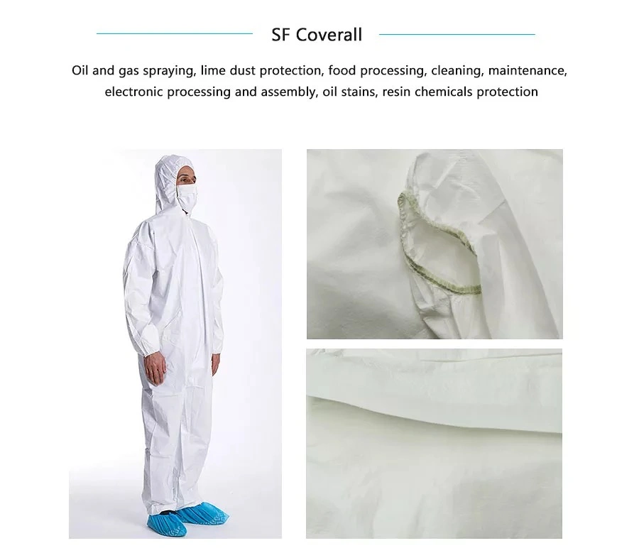 Non-Woven Fabrics Coverall Disposable Isolation Clothing Waterproof Personal Isolation Coverall White Blue Coverall Suit with Shoe Cover