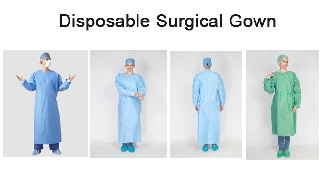 Medical Supplies Disposable Blue SMS Medical Gown Isolation Gown Surgical Gown for Hospital Medical Use