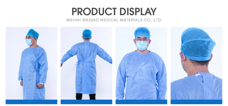 Discounted Price Blue Sterile Non-Woven Reinforced Disposable Surgical Gown