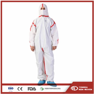 Jetable Imperméable Microporeux Isolation Antistatique À Capuche Vêtements De Protection De Sécurité Industrielle Combinaison Non Tissée