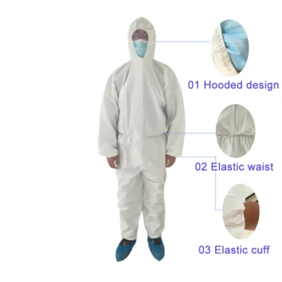 Non-Woven Coverall PPE Isolation Gown Anti-Static Jetable Protection Custom White Cleanroom ESD Suit