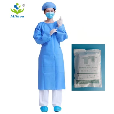 Robe d'isolation chirurgicale renforcée jetable PP/CPE/SMS pour laboratoire hospitalier/industrie alimentaire avec certification FDA 510K CE niveau 3