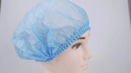 CE Mdr simple ou double élastique jetable infirmière médicale casquette respirant doux non-tissé chirurgical Mob Cap