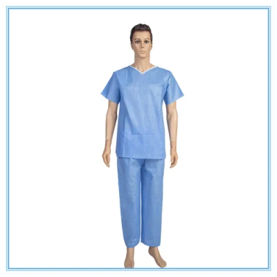 Vente en gros de haute qualité unisexe gommages personnalisés uniformes hospitaliers jetables stérilisés SMS chirurgicaux gommage costumes